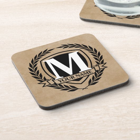 Dessous-de-verre Laurel Monogram Design Beverage Coaster (Côté gauche)