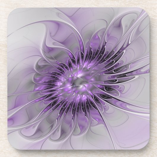 Dessous-de-verre Lavande Fleur Dream Moderne Abstrait Fractal Art (Devant)