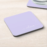 Dessous-de-verre Lavande Purple Script Moderne Fille Monogramme Nom<br><div class="desc">Lavande Purple Simple Script Monogramme Nom Dessous de verre papier. Cela fait le cadeau parfait de remise de diplômes,  anniversaire,  mariage,  douche nuptiale,  anniversaire,  baby shower ou bachelorette pour quelqu'un qui aime le luxe glam et les styles chic.</div>