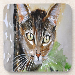 Dessous-de-verre L'Curieux Tabby Cat Peinture Acrylique