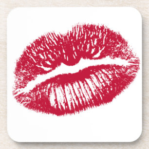 Dessous-de-verre Le Baiser, les lèvres rouges