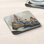 Dessous-de-verre Le bateau d'un bateau attaquant une baleine, (Côté gauche)