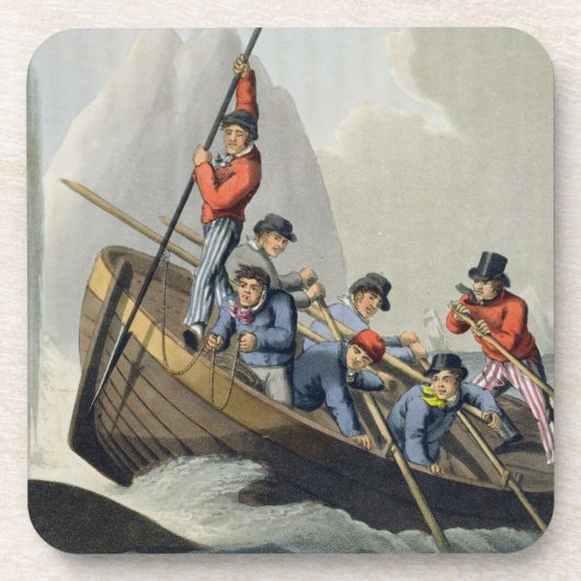 Dessous-de-verre Le bateau d'un bateau attaquant une baleine, (Devant)