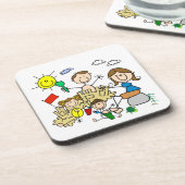 Dessous-de-verre Le bâton figure l'amusement de plage de famille (Côté gauche)