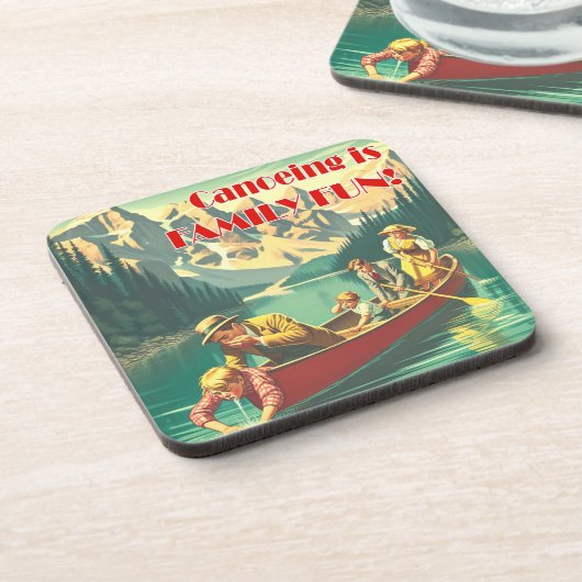 Dessous-de-verre Le Canoë Est Un Plaisir Familial (Côté gauche)