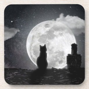 Dessous-de-verre Le chat rêve de lune