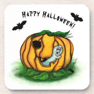 Dessous-de-verre Le fantôme d'Halloween, chauve-souris, fantôme et 