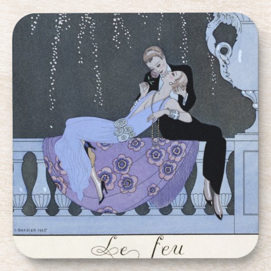 Dessous-de-verre Le feu, illustration pour des "fêtes Galantes" par (Devant)