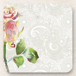 Dessous-de-verre Le motif floral fleuri avec l'aquarelle rose s'est
