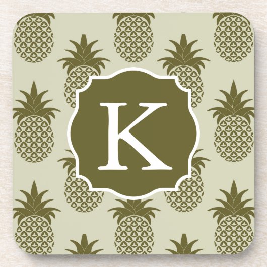 Dessous-de-verre Le motif kaki | d'ananas ajoutent votre initiale (Devant)