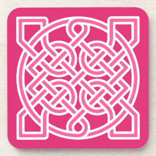 Dessous-de-verre Le noeud de marin celtique, Fuchsia rose et blanc