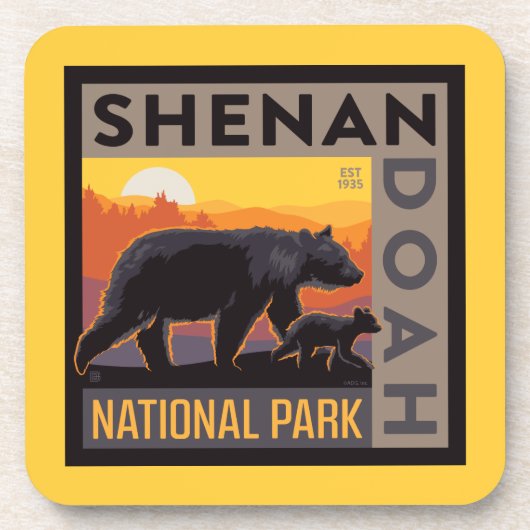 Dessous-de-verre Le Parc national de Shenandoah | Mama Bear & Cubs (Devant)