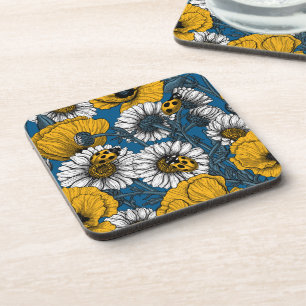 Dessous-de-verre Le pré en jaune et bleu