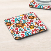 Dessous-de-verre le rétro lion mignon badine l'illustration (Côté gauche)