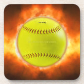 Dessous-de-verre Le softball de SlipperyJoe sur feu flammes feu feu (Devant)