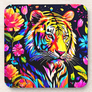 Dessous-de-verre Le tigre dans un rêve floral