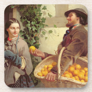 Dessous-de-verre Le vendeur orange (huile sur la toile)