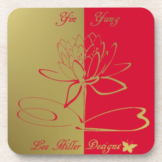 Dessous-de-verre Lee Hiller Conçoit Logo Accents Gold Red (Devant)