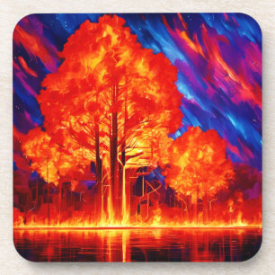 Dessous-de-verre L'emblème de la forêt de feu aux couleurs vives