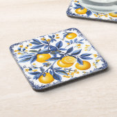 Dessous-de-verre 🍋 Lemon Azulejo avec éléments bleus (Côté gauche)