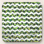 Dessous-de-verre Leopard Chevron noir et vert (Devant)
