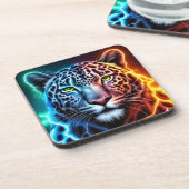 Dessous-de-verre Léopard Néon Électrique - Conception d'Animal Lumi (Côté gauche)