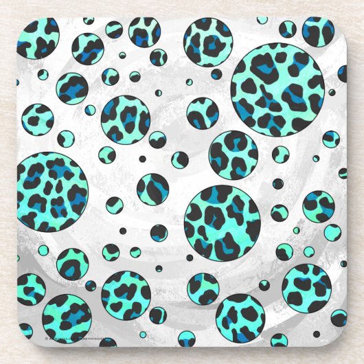 Dessous-de-verre Léopard noir et Turquoise (Devant)