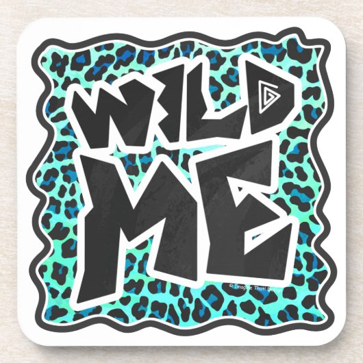 Dessous-de-verre Léopard noir et Turquoise (Devant)