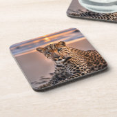 Dessous-de-verre Léopard sur la plage (Côté gauche)