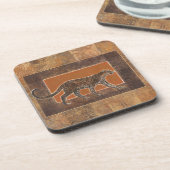 Dessous-de-verre Leopard sur Orange et Arrière - plan Brown (Côté gauche)