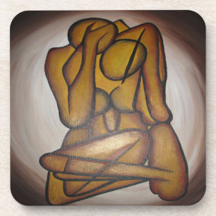 Dessous-de-verre Les Amateurs Abstraits Art Contemporain En Ocre Et