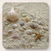 Dessous-de-verre Les coquillages sur le sable de plage (Devant)