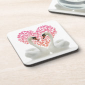 Dessous-de-verre Les cygnes d'amour avec les coeurs roses (Côté gauche)
