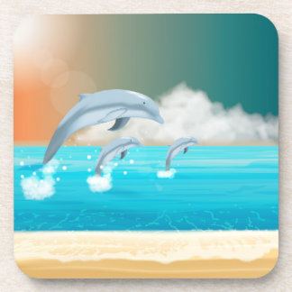 Dessous-de-verre les dauphins qui brassent dans l'océan