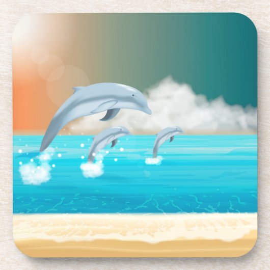 Dessous-de-verre les dauphins qui brassent dans l'océan (Devant)