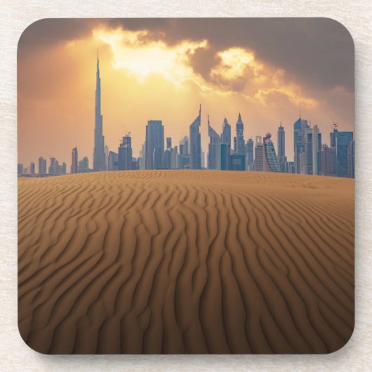 Dessous-de-verre Les déserts | Vue Skyline de Dubaï depuis la dune (Devant)