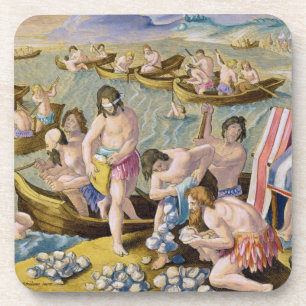 Dessous-de-verre Les Indiens plongeant pour des perles, plaquent 93