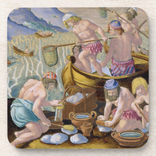 Dessous-de-verre Les indigènes pêchant pour les palourdes géante