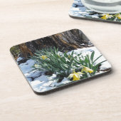 Dessous-de-verre Les jonquilles jaunes dans la neige (Côté gauche)