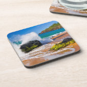 Dessous-de-verre Les vagues s'écrasent sur la plage d'Hawaï (Côté gauche)