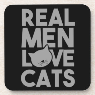 Dessous-de-verre Les vrais hommes aiment les chats