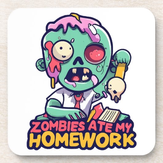 Dessous-de-verre Les Zombies mangent mes devoirs (Devant)