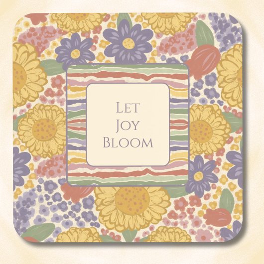 Dessous-de-verre Let Joy Bloom Coaster Set – Editable Text