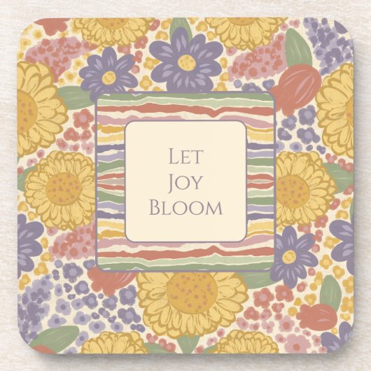 Dessous-de-verre Let Joy Bloom Coaster Set – Editable Text (Devant)