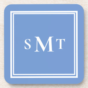 Dessous-de-verre LETTRE BLEUE ET BLANCHE TROIS LETTRE MONogramme