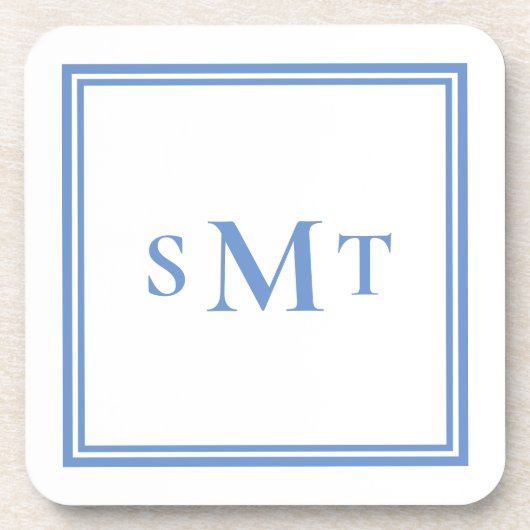 Dessous-de-verre LETTRE BLEUE ET BLANCHE TROIS LETTRE MONogramme (Devant)