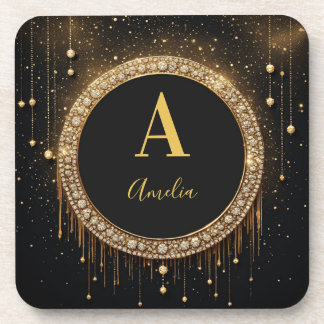 Dessous-de-verre Lettre de monogramme personnalisée avec paillettes