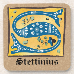 Dessous-de-verre LETTRE Florale Médiévale ÉCLAIRÉE S MONogramme