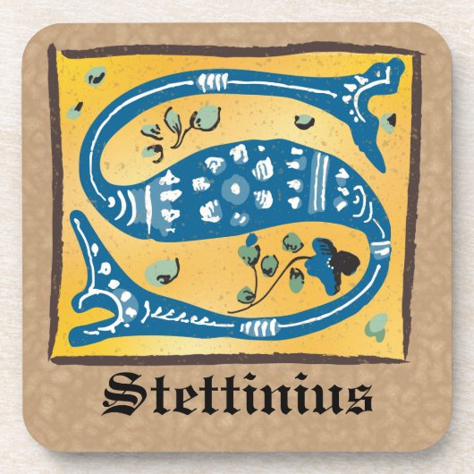 Dessous-de-verre LETTRE Florale Médiévale ÉCLAIRÉE S MONogramme (Devant)