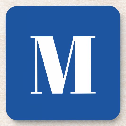 Dessous-de-verre LETTRE INITIALE Bleu Profond Monogramme Moderne De (Devant)